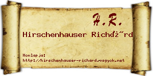 Hirschenhauser Richárd névjegykártya